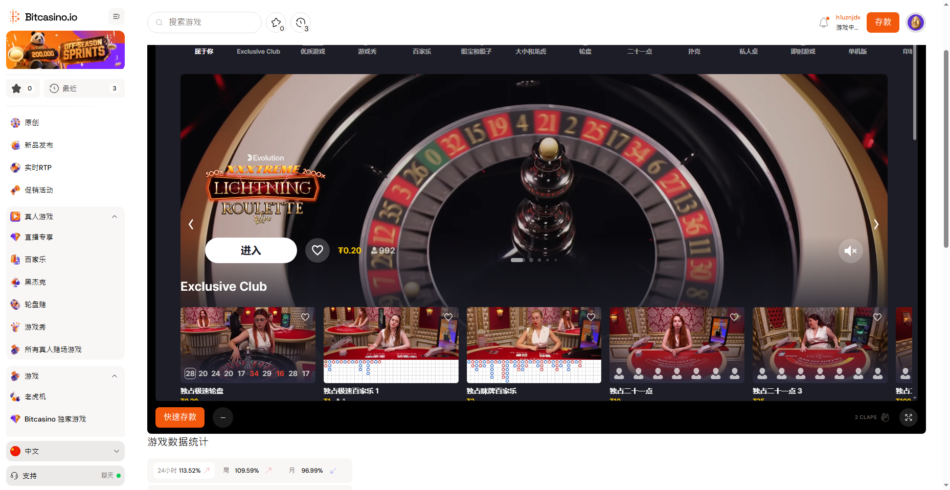 Bitcasino 旁觀需一定餘額提示