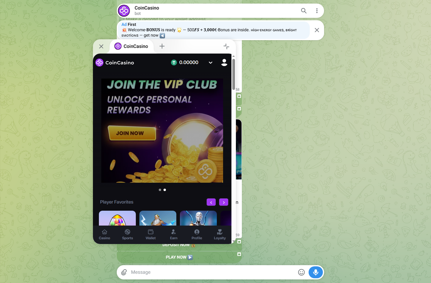 CoinCasino Telegram 入口